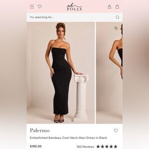 OH POLLY Palermo dress. Chic Strapless Black Evening Dress